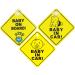 Xpex 3 pieces baby on board car sticker car sticker baby sticker waterproof baby car sticker baby on board shield baby on board car sticker warning shield baby in car with suction cup (yellow)