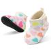 JOINFREE Baby Girls Boys House Shoes Baby Slippers with Non-Slip Rubber Sole Toddlers Cozy Home Booties 4/4.5 UK Child Heart