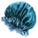 Solid Color Silky Satin Bonnet Cap Bonnets for Women Silky Bonnet for Curly Hair Women Hair Wrap for Sleeping Double Layers Peacock Blue