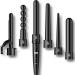 Curling Iron Wand Set Hair Barrels 6 in 1 with Heated Setting and Display Wired (85W Curling Wand)