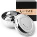 QSHAVE Stainless Steel Shaving Bowl with Lid 4 Inch Diameter Large Deep Size Chrome Plated Shinning Finish Silver