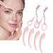 6PCS Eyebrow Trimmer Set  Eyebrow Scissors Pink Eyebrow Scissors with Comb Stainless Steel Eyebrow Razor Eyebrow Trimmer Scissors Tool Beauty Eyebrow Scissors for Type Hair Removal Accessories Women
