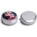 Round Pill Box with Tropical Flowers - 3 Compartment Decorative Metal Portable Organizer for Travel - Buy Online on GoSupps.com