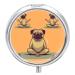 Round Pill Box Yoga Pug Print 3 Compartment Medicine Pill Case Print Pill Organizer Decorative Metal Portable Pill Box Pocket Pill Box