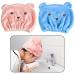 2 pieces of hair turban wrap microfiber hair towel quickly dry hair towel super absorbent turban towel with a button Quickly dry for wet hair bath head wrap for women (pink and blue)