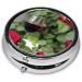 Mini Round Pill Box with Candles & Red Rose Wine Design - 3 Compartment Travel Organizer for Home & Office - Buy Online on GoSupps.com