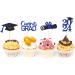 24 Pieces Sparkle 2023 Cupcake Toppers Graduation Cupcake Toppers Bachelier Hat Decoration Graduation Decoration (Black & Blue) - Buy Online on GoSupps.com