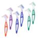 6 pieces of prosthesis brush toothbrush for prostheses false teeth auhota hygienic prosthesis cleaning set for restorative care - multi -layer bristles and esrgonomic rubber racks (4 colors)