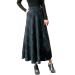 Sanahy Womens High Elastic Waist Maxi Skirt A-line Plaid Winter Warm Flare Long Skirts Vintage Wool Skirt Midi Skirt with Pockets L Blue