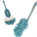 Yisella Back Brush 17 Long Handle For Shower Nylon Mesh Loofah Back Scrubber (Blue and White)