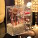 Hosen Clear Acrylic Makeup Brush Holder with 3 Drawers and White Pearls - Cosmetic Storage Organizer Tray in Beige - Buy Online on GoSupps.com