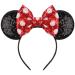 Lanmerry Women Sequin Mouse Ear Red Dot Sparkle Bow hair hairband for girls (red-dot)