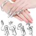 4 PCS Rhinestone Finger Tip Nail Rings - Adjustable Opening Nail Art Charms in Silver Women's Fashion - Buy Online on GoSupps.com