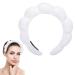 Spa Headband Sponge Puffy Makeup Headband Terry Towel Cloth Fabric Head Band for Women Girls Washing Face Makeup Removal Shower Skincare Facial Mask (White)