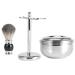 Syrisora Professional Men's Shaving Tool Stand Holder Artificial Badger Hair Brush Alloy Soap Cup Bowl Set