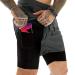 OEBLD Mens Athletic Shorts 2-in-1 Gym Workout Running 7'' Shorts with Towel Loop Grey Large