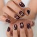 Short Glossy Oval Dark Red Press On Nails Full Cover Acrylic False Nail Art Tips With Adhesive Sticker for Women - Buy Online on GoSupps.com