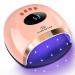 UV LED Gel Nail Lamp 158W UV Light for Nails Fast Nail Dryer for Gel Polish with 45 Lamp Beads 4 Timers Large Space LED Gel Curing Light for Home Salon Pink