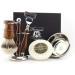 Haryali London 5-part men's shaving set with 5 blades razor with silver tip roof hair brush stand soap and bowl