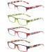 Kerecsen 4 Pack Reading Glasses for Women Men Spring Hinge Ladies Readers Multicolor 1.75 x