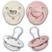 Personalized Silicone Pacifier Double Pack - Custom Engraved Text | Bibs de Lux in White & Pink - Buy Online on GoSupps.com