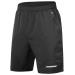 Souke Sports Men's 2 in 1 Workout Running Shorts 7" Quick Dry Gym Athletic Shorts Liner Zipper Pockets Black Medium