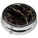 Black Gold Marble Round Pill Box | 3 Compartment Portable Organizer for Travel - Buy Online on GoSupps.com