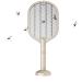 Fly Swatter - 3000V Rechargeable Electric Racket - 2 in 1 Fly Swatter with USB Rechargeable Base 3-Layer Safety Mesh Inhaled Photocatalyst Fly Trap Light Cyhamse (Beige)
