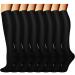 ACTINPUT Compression Socks for Women & Men Circulation 8 Pairs 15-20mmHg-Best support for Nurse,Medical,Running,Athletic 01- Black Large-X-Large