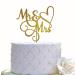 JIEEIN Mr and Mrs Cake Topper Bride and Groom Sign Wedding Engagement Cake Toppers Decorations Double-faced Gold Glitter
