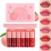 6Colors Peach Lip Tint Stain Set Water Lip Tint Lip Stain Korean Lip Gloss Long Lasting Plumping Mini Liquid Lipstick Natural Lip Tint Multi-Use Lip & Cheek Tint Non-sticky Lightweight Vivid Color 6 Colors
