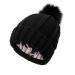 Beanie for Women Winter Cap Thermal Warm Knitted Cute Casual Hairball Plain Trendy Hat Earflap Crochet Plush Snow Fall One Size H36-black
