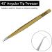 Long 45 Angular Tip Eyelash Extension Tweezers - Surgical Stainless Steel Precision Tweezers in Metallic Gold - Buy Online on GoSupps.com