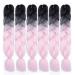 Jumbo Braids Pink Ombre Hair Extensions - 6Pcs 24inch Kanekalon Synthetic Box Crochet Hair (Black Pink) for Ultimate Style - Buy Online on GoSupps.com