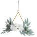 COOLHIYA Greenery Garland Wrought Iron gate Hanging Wreath Flowers Decoration Artificial Flower Garland Nordic Decor Door White 20x20cm