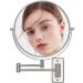 Benbilry 9" Large Size Wall Mounted Makeup Mirror with 10X Magnification, Extendable Double Sided Vanity Mirror, 360° Swivel Magnifying Bathroom Mirror with Folding Arm for Shaving Nickel