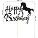 Arthsdite Horse Happy Birthday Cake Topper Horse Racing Theme Birthday Party Decoration for Boys Girls Men Women Kids Birthday Party Decoration Supplies-Black Glitter - Buy Online on GoSupps.com