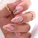 Justotry 24 pieces leopard stiletto nails to stick on short pink French artificial nails pretty swirl almond art nail press on nails wavy fingernails fake nails short for women LSF2
