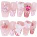 PN-008 Press-On Nails Lacquered 10 Pieces Reusable False Nails Glamour Rhinestones Ballerina Heart Cute Pink - Buy Online on GoSupps.com