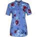 Women's Floral Printed Stand Collar V-Neck Top - Dressy Casual Trendy Blouse - Blue, Large - Buy Online on GoSupps.com