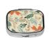 Leaves and Flower Printed Square Pill Box Portable Travelling Pill Box Medicine Organiser