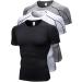 3 Pack Men's Compression Shirts Short Sleeve Workout T-Shirt Cool Dry Undershirts Baselayer Sport Cool Shirt Running Tops Black+white+gray Small
