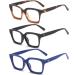 MMOWW 3-Pack Anti Blue Light Reading Glasses for Men & Women - Rectangular Anti-Fatigue Square Computer Glasses +1.0 Diopters in Black Leopard & Blue - Buy Online on GoSupps.com