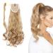 iLUU 18" Curly Wrap Around Ponytail Hair Extensions 100g Fashion Blonde Color 25# Long Curly Wavy Clip in Synthetic Hair Ponytail Hairpieces for Women Party Daily Use #25-honey blonde