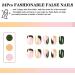 24Pcs Short Green Square False Nails - Elegant French Press on Nails with Glue Sticker - Acrylic Full Cover Stick on Nails for Women and Girls - DIY Nail Art Decoration - Buy Online on GoSupps.com
