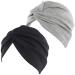 Beifon 2 pieces beanie hat turban women made of elastic printed sleeping cap turban cap hat headscarf for hair loss hair loss Muslim uniform size black+gray