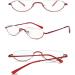 Abetos Half Frame Reading Glasses for Men & Women - Stylish Metal Fashion Light Narrow Design Red 2.0x Lens - Perfect Reading Aid - Buy Online on GoSupps.com