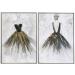 Ballet Lady - Hand Painted Canvas - Muted Color Palette - Silver Black Frame - Set of 2