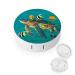 Green Turtle Fish Painting Round Case For Contact Lens Kit Storage Box with Mirror Printed