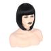 Topcosplay Women Short Bob Wig Black Straight Synthetic Wigs with Bangs for Cosplay Daily Carnival Mardi Gras